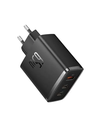 Baseus USB C Ladegerät 65W 3-Port PD Netzteil mit PPS für MacBook, iPhone, iPad, Galaxy S Serie