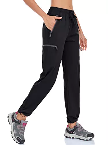 BAYGE Damen Wanderhose Sommer Leicht Trekkinghose Jogginghose Outdoorhose Atmungsaktiv Schnell Trocknend Wasserdicht Winddicht Funktionshose mit reißverschlusstaschen