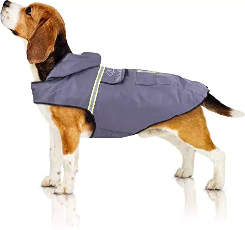Bella & Balu Hunderegenmantel Wasserdichter Hundemantel mit Kapuze und Reflektoren für trockene