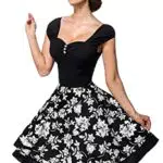 Retro Blumenkleid mit kurzen Puffärmeln - Belsira