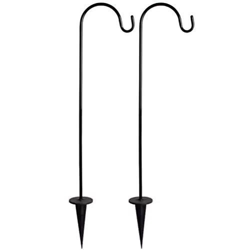 BESPORTBLE Stücke Garten Schäferhaken 62cm Schäferstab Gartenflaggenständer Metall Gartenstab mit Haken Blumenampel Halterung für Hochzeit Rasen Solarleuchten Weihnachten Beleuchtung Laterne