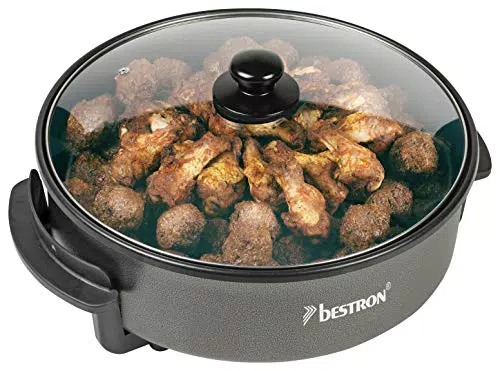 Bestron Elektrische Partypfanne, XL-Multifunktionspfanne Ø32cm mit Glasdeckel