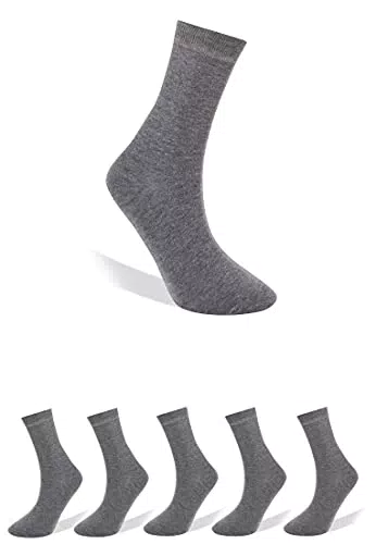 Björn Swensen Socken Herren Damen Graue Basic Strümpfe für Business Freizeit 5er Pack 36-39