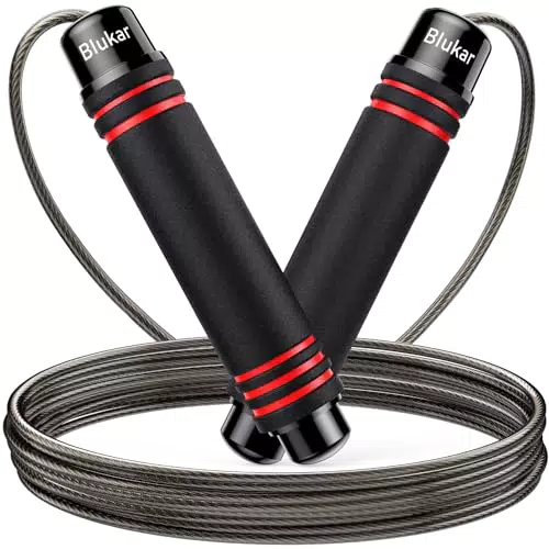 Blukar Springseil, Speed Rope Verstellbar mit Hautfreundlichen Schaum Griffe