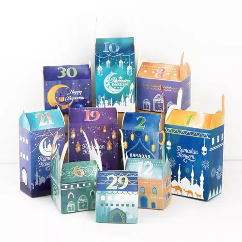 Ramadankalender zum Befüllen mit Aufkleber und Golddruck