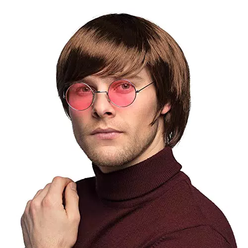 Boland Perücke John - Braun Kurzhaar Perücke für Herren - Hippie Flower Power 60er 70er Mottoparty