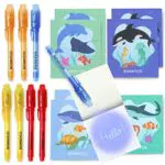 BONNYCO UV Stift und Notizbuch, 8 Stück Ozean Mitgebsel Kindergeburtstag Jungen & Mädchen