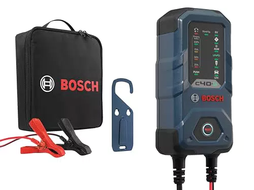 Bosch C40-Li Kfz-Batterieladegerät mit Erhaltungsfunktion - 6 / 12 V für Lithium-Ionen, Blei-Säure, EFB, GEL und AGM-Batterien