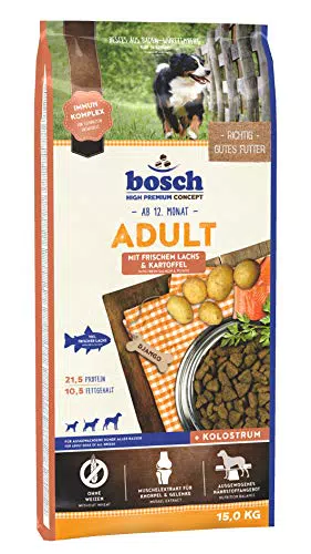 bosch HPC Adult mit frischem Lachs & Kartoffel, Hundetrockenfutter für ausgewachsene Hunde aller Rassen