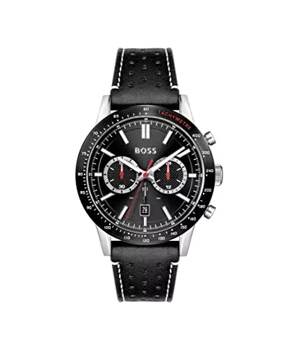 BOSS Herren Chronograph Armbanduhr aus Leder - Modell 1513920