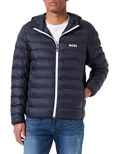 BOSS Herren Steppjacke mit Logo-Details - Dunkelblau