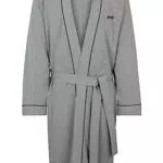 BOSS Herren Kimono BM Morgenmantel aus Baumwoll-Jersey mit Logo und Paspeln Grau