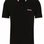 BOSS Herren Paddy Pro Poloshirt aus Baumwoll-Mix - Dunkelgrau mit kontrastfarbenen Logos