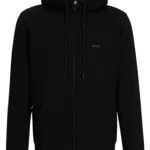BOSS Herren Hoodie aus Stretch-Baumwolle mit Reißverschluss und Logo-Print