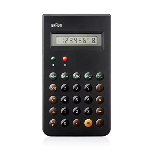 Braun Taschenrechner mit 8-stelligem LCD-Display und Hartschalen-Schiebecover - Dieter Rams Design
