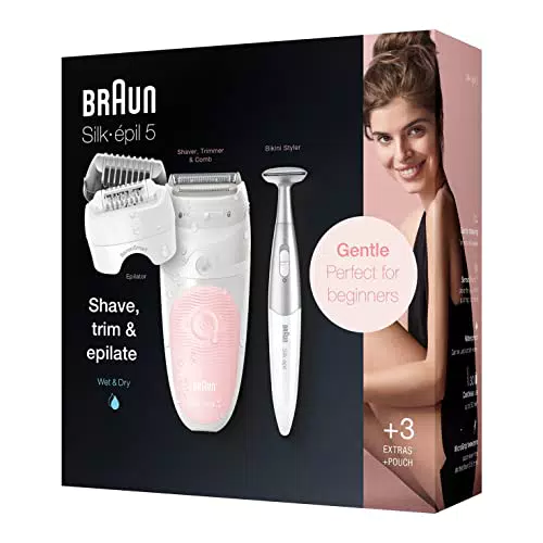 Braun Silk-épil 5 Epilierer für Damen - Effektive Haarentfernung mit Bikinitrimmer und Massageaufsatz