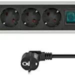 Brennenstuhl Alu-Office-Line Steckdosenleiste mit Schalter und 3m Kabel