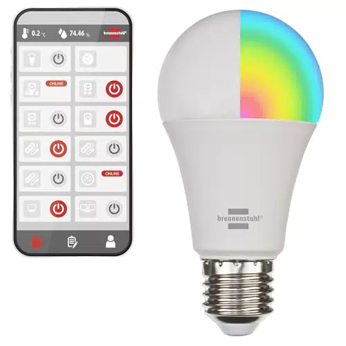 Brennenstuhl WLAN LED Glühbirne E27 - Kompatibel mit Alexa und Google Assistant