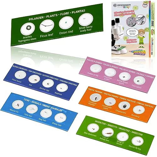 Bresser Junior Mikroskop Experimentier-Set mit 24 Dauerpräparaten zu Tieren