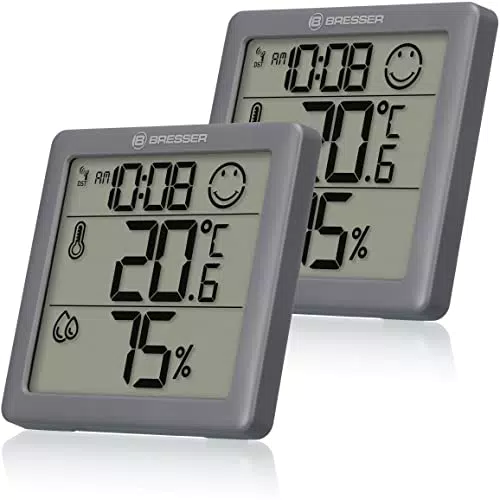 Bresser Thermometer Hygrometer Klima-Smile für Innenräume - Aufstellbar oder zur Wandmontage - Raumklima-Indikator als Smiley