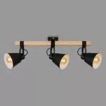 Briloner Vintage Deckenlampe mit schwenkbarem Holzsockel - E27 Fassung - Deckenleuchte für Wohn- und Schlafzimmer - Küchenlampe - Schwarz