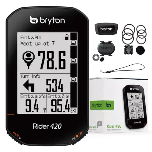 Bryton Unisex Erwachsene 420t Rider mit Trittfrequenz und Cardio-Band