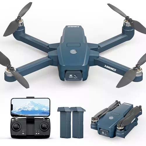 Bürstenlose Motor Drohne 1080P Kameras 40km/h Max Windbeständig 4 Level drohnen 5GHz WIFI FPV Drohnen mit 2 Kameras Drohen Faltbar Quadcopter Höhenhaltung 2 Akkus für Anfänger