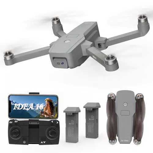 Drohne mit bürstenlosem Motor und 2 Kameras - Windbeständig - WIFI FPV - RC Quadcopter für Kinder und Erwachsene - 2 Akkus inklusive