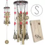 BWINKA Windspiele aus chinesischer Tradition, 4 Röhren, 5 Glocken, Bronze, 60cm