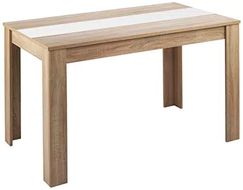 byLIVING Esstisch NORI / Moderner Küchentisch in Eiche-Optik/Einlegeplatte wendbar in schwarz oder weiß/Goßer Tisch / 140 x 80