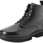 Calvin Klein Damen Eva Mittelhohe Stiefel mit Schnürung Leder, Schwarz