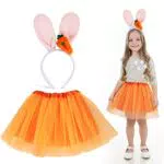 Kaninchen Kostüm Set für Mädchen - Hasenohren, Tüllrock, Haarreif und Fliege