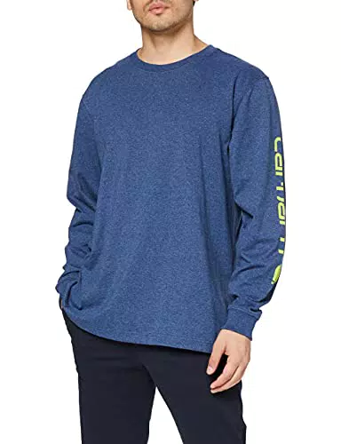 Carhartt Herren Langärmliges T-Shirt mit Logo-Grafik - Dunkles Kobaltblau