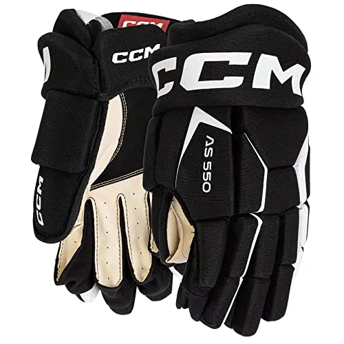 CCM AS550 YT TAC Eishockey Handschuhe, Schwarz/Weiß
