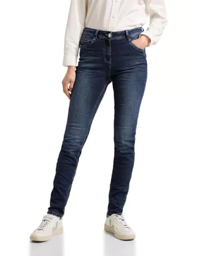 CECIL Damen Jeanshose Slim Fit - Mid Blue Used Wash