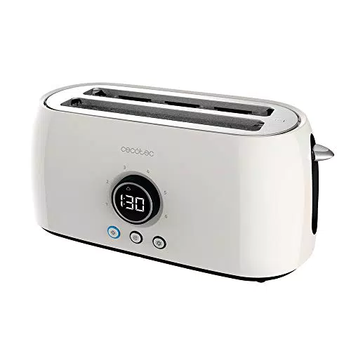 Cecotec Tostadora digital ClassicToast 8000 Beige Double. 2 Extra breiten und langen Schlitzen