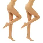 Cesarah Damen Strumpfhose in Beige, 40 Den 2er-Set, Made in Europe