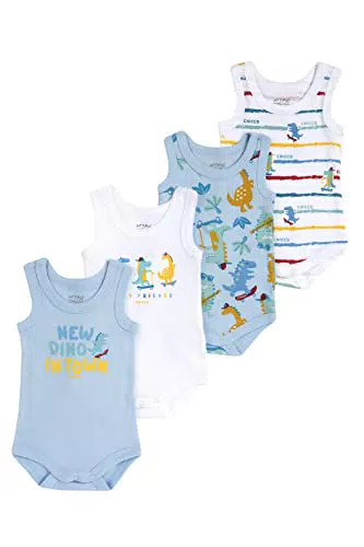 Chicco Ärmellose Baumwoll-Bodys für Babys - Unisex (Packung mit 4)