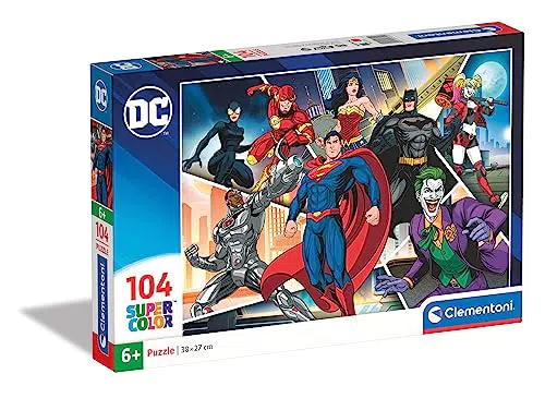 Clementoni 25722 Superheroes Supercolor Dc Comics-Justice League 104 Teile-Puzzle Für Kinder Ab 6 Jahren