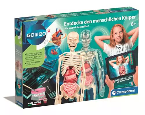 Clementoni Galileo Lab Entdecke den menschlichen Körper - Experimentierkasten mit interaktivem Ansatz - Experimente für Kinder ab 8 Jahren