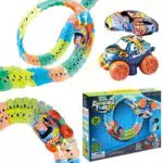 CreamKids Kinder Rennbahn Spielzeug mit LED Lichtern - Ideales Weihnachts- und Geburtstagsgeschenk ab 3 Jahren