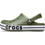 Crocs Bayaband Clogs für Mädchen und Jungen mit Fersenriemen für sicheren Halt 34- Slate Grey/Lime Punch