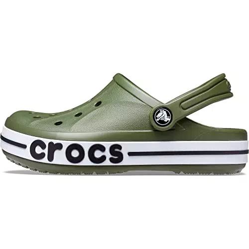 Crocs Bayaband Clogs für Mädchen und Jungen mit Fersenriemen für sicheren Halt 34- Slate Grey/Lime Punch