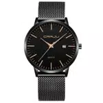CRRJU Herren Uhr Ultra Dünne Wasserdicht Armbanduhr Herren Mode mit Schwarz Edelstahlband Mesh Analog Quarz Business Männer Uhren