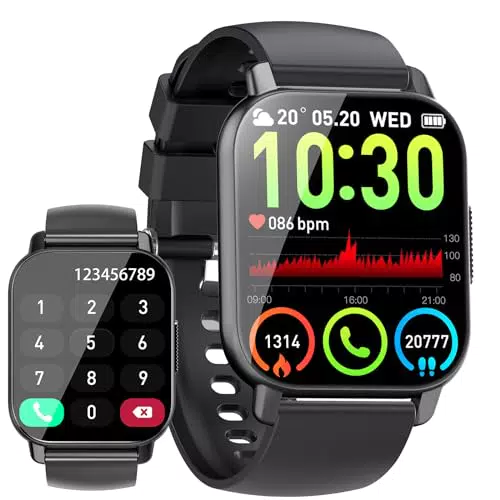 Smartwatch Csasan für Damen und Herren mit 1,85 Zoll Touchscreen und Bluetooth-Anrufen - IP68 Wasserdichte Sportuhr mit 112+ Sportmodi und Fitnessfunktionen