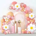 Daidle Ballon Girlande Rosa, Geburtstagsdeko Mädchen Retro Aprikose Rosa Luftballon Girlande Boho Party Dekoration mit Gänseblümchen Luftballons