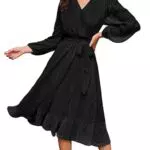 Schwarzes Festliches A-Linie Kleid mit Langen Ärmeln für Damen