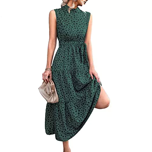 Elegantes Sommerkleid mit Punktemuster und schulterfreiem Design