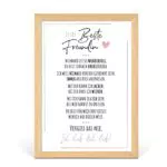 Kunstdruck-Poster Weihnachtsgeschenke für die Beste Freundin | Wandbilder Wohnzimmer | Weihnachten Geschenk Geburtstag | Wanddeko DINA A4 mit Rahmen