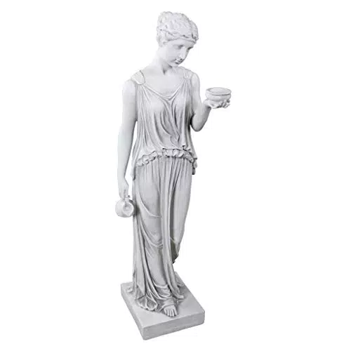 Göttin der Jugend Gartenstatue - Design Toscano Hebe aus Polyresin, antikes steingrau